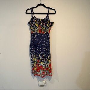 Komar Navy Blue Floral Midi Dress